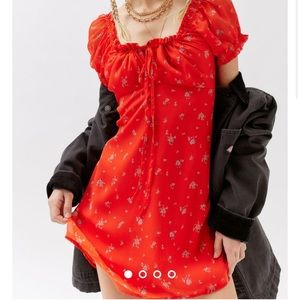 Urban Outfitters Becca Printed Puff Sleeve Mini Dress